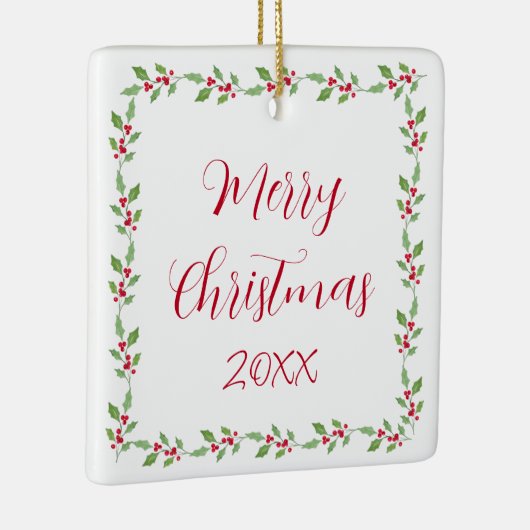 Watercolor Holly Garland Keramikornament (Rechts)