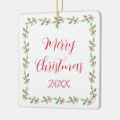 Watercolor Holly Garland Keramikornament (Links)