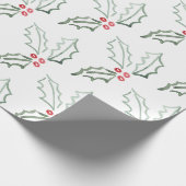 Watercolor Holly Holiday Geschenkpapier (Ecke)