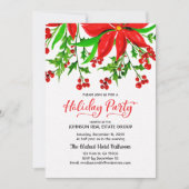 Watercolor Holly Holiday Party Einladung (Vorderseite)