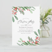 Watercolor Holly Jolly Christmas Party Einladung (Stehend Vorderseite)