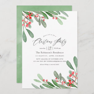 Watercolor Holly Jolly Christmas Party Einladung