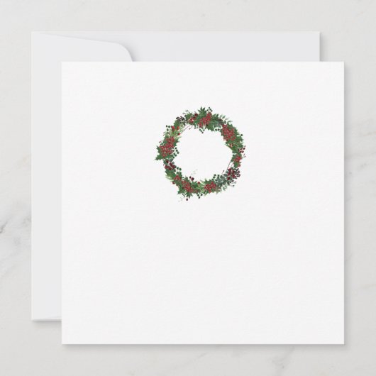 Watercolor Holly-Kranz Weihnachtsfeierliche Party Einladung (Rückseite)