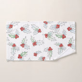 Watercolor Holly Leaves and Red Berries Badhandtuch Set (Handtuch)