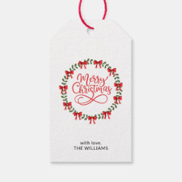 Watercolor Holly Leaves and Red Berries Christmas Geschenkanhänger