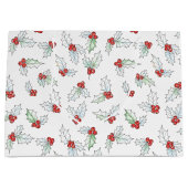 Watercolor Holly Leaves and Red Berries Christmas Große Geschenktüte (Vorderseite)