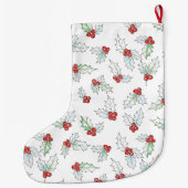 Watercolor Holly Leaves and Red Berries Großer Weihnachtsstrumpf (Rückseite)