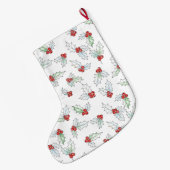 Watercolor Holly Leaves and Red Berries Großer Weihnachtsstrumpf (Rückseite (Hängend))