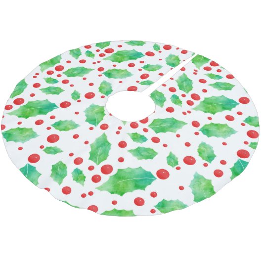 Watercolor Holly Pattern Bandana Polyester Weihnachtsbaumdecke (Schrägansicht)