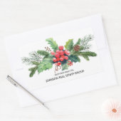 Watercolor Holly Pine & Berry | Holiday Envelope Rechteckiger Aufkleber (Umschlag)