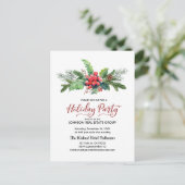 Watercolor Holly Pine & Berry | Urlaub Postkarte (Stehend Vorderseite)