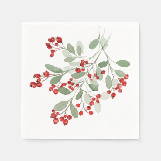 Watercolor Holly Serviette (Vorderseite)