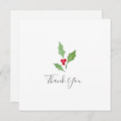 Watercolor Holly Sprig 2 Dankeschön Karte (Vorne/Hinten)