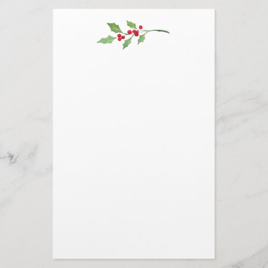 Watercolor Holly Sprig Briefpapier (Vorderseite)
