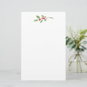 Watercolor Holly Sprig Briefpapier (Stehend Vorderseite)