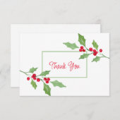 Watercolor Holly Sprig Dankeskarte (Vorne/Hinten)