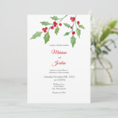 Watercolor Holly Sprig Einladung (Stehend Vorderseite)