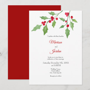 Watercolor Holly Sprig Einladung