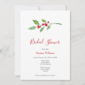 Watercolor Holly Sprig Einladung (Vorderseite)