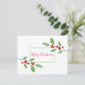 Watercolor Holly Sprig Karte (Stehend Vorderseite)