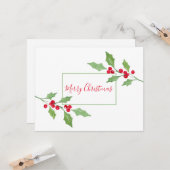 Watercolor Holly Sprig Karte (Vorderseite/Rückseite Beispiel)