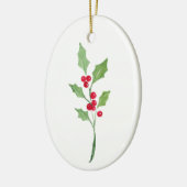 Watercolor Holly Sprig Keramik Ornament (Links)
