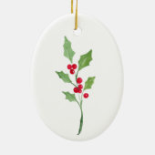Watercolor Holly Sprig Keramik Ornament (Hinten)
