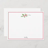 Watercolor Holly Sprig Mitteilungskarte (Vorne/Hinten)