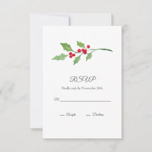 Watercolor Holly Sprig RSVP Karte