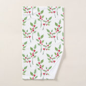 Watercolor Holly Sprigs Muster Badhandtuch Set (Handtuch)