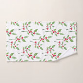 Watercolor Holly Sprigs Muster Badhandtuch Set (Handtuch)