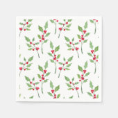 Watercolor Holly Sprigs Muster Serviette (Vorderseite)