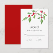 Watercolor Holly Sprigs RSVP Card Karte (Vorne/Hinten)