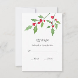 Watercolor Holly Sprigs RSVP Card Karte