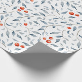 Watercolor Holly Verlasse Frohe Weihnachten Geschenkpapier (Ecke)