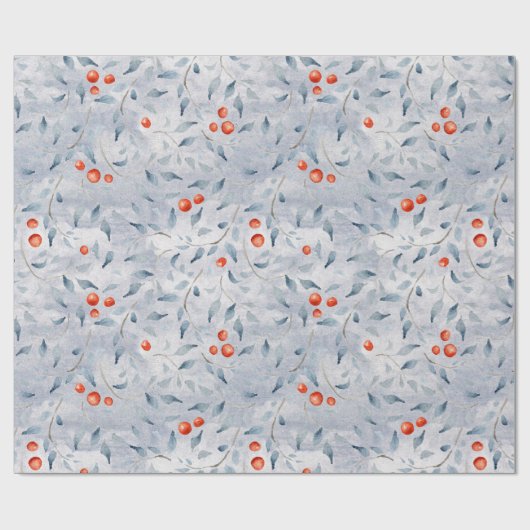 Watercolor Holly Verlasse Frohe Weihnachten Geschenkpapier (Flach)