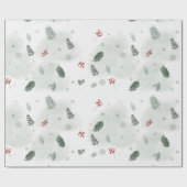 Watercolor Holly Verlasse Muster Weihnachts-Plan Geschenkpapier (Flach)