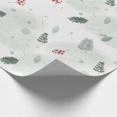 Watercolor Holly Verlasse Muster Weihnachts-Plan Geschenkpapier (Ecke)