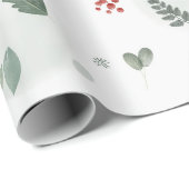 Watercolor Holly Verlasse Muster Weihnachts-Plan Geschenkpapier (Rolleneckpunkt)