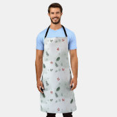Watercolor Holly Verlasse Muster Weihnachts-Plan Schürze (Getragen)