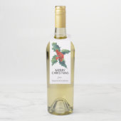 Watercolor Holly Verlasst Weihnachten Flaschenanhänger (Auf Flasche)