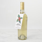 Watercolor Holly Verlasst Weihnachten Flaschenanhänger (Angewinkelt)