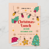Watercolor Holly Weihnachtsessen Einladung (Vorne/Hinten)