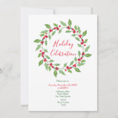 Watercolor Holly Wreath Einladung (Vorderseite)