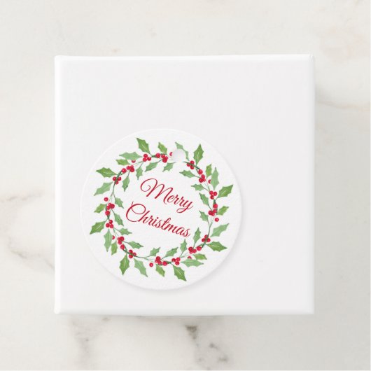 Watercolor Holly Wreath Geschenkanhänger (Beispiel)