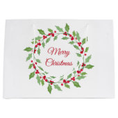 Watercolor Holly Wreath Große Geschenktüte (Vorderseite)