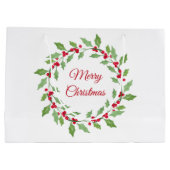 Watercolor Holly Wreath Große Geschenktüte (Rückseite)