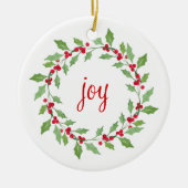 Watercolor Holly Wreath Keramik Ornament (Vorne)