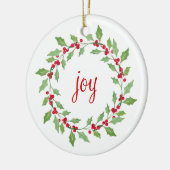 Watercolor Holly Wreath Keramik Ornament (Links)