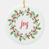 Watercolor Holly Wreath Keramik Ornament (Hinten)